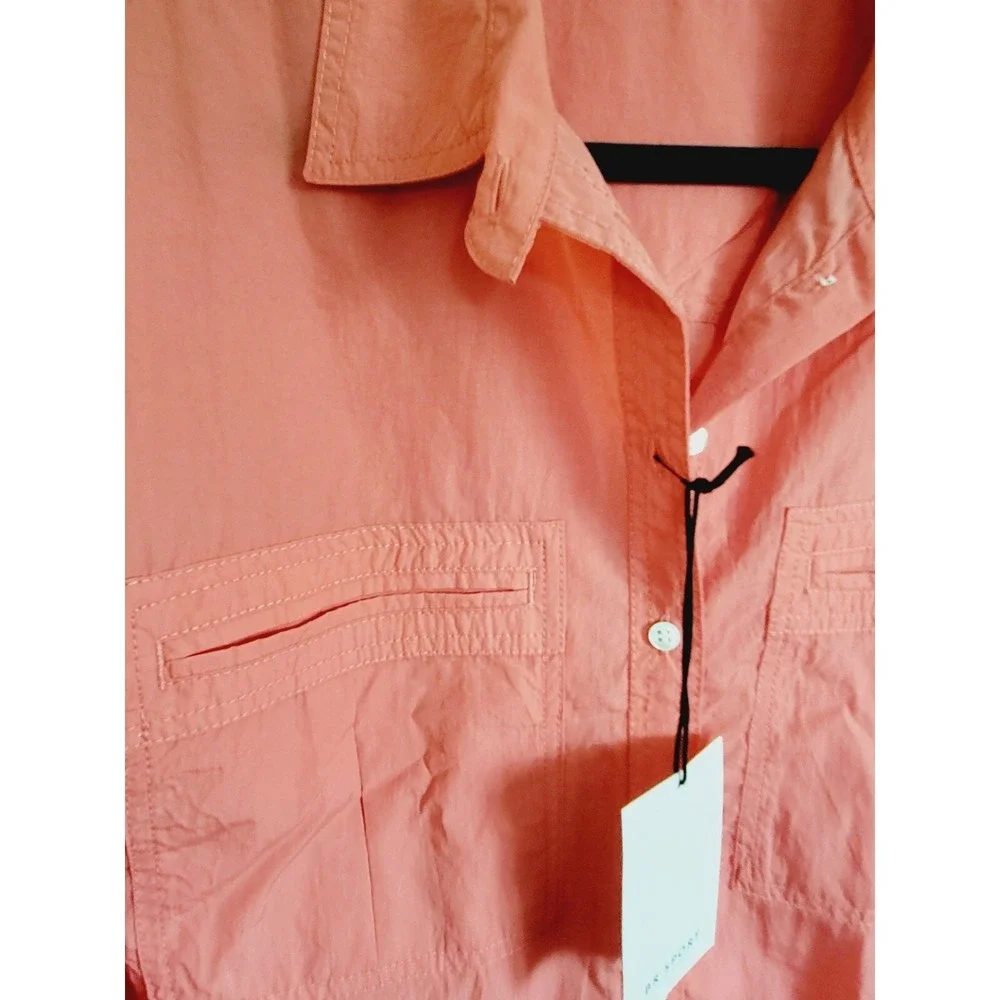 Banana Republic S BR Sport Men Nylon Utility‎ Shirt Coral Pink Small NWT RV $95